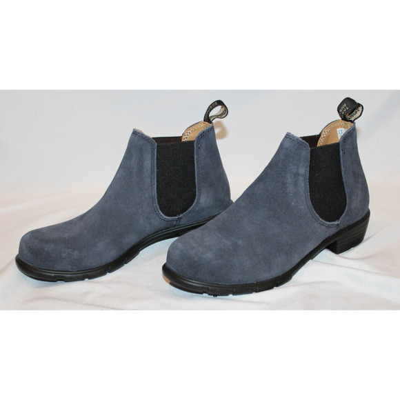 Blundstone 2174 Low Heel Short Chelsea Boots Womens‎ Size 6.5 Blue Suede… - Picture 1 of 7